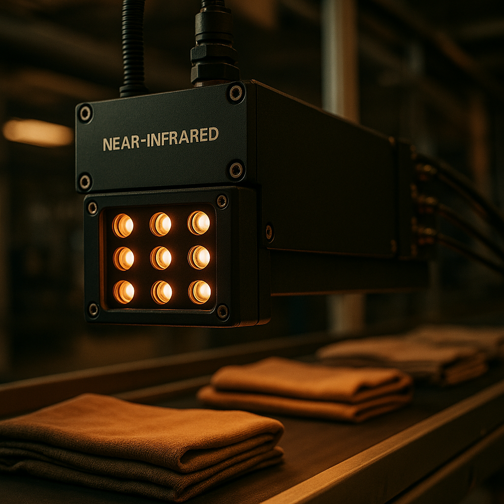 Near-infrared scanner used in clothing recycling technology UK automated sorting facility